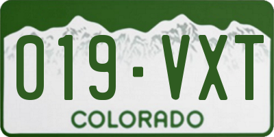 CO license plate 019VXT