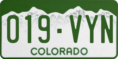 CO license plate 019VYN