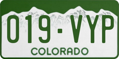 CO license plate 019VYP