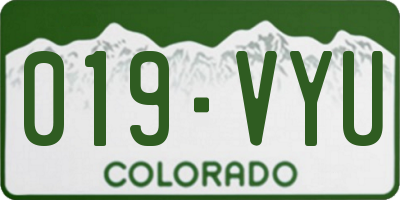 CO license plate 019VYU