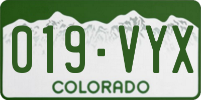 CO license plate 019VYX