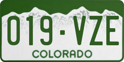 CO license plate 019VZE
