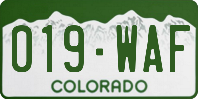 CO license plate 019WAF