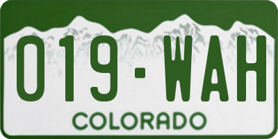 CO license plate 019WAH