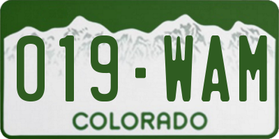 CO license plate 019WAM