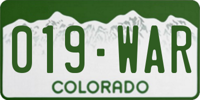 CO license plate 019WAR