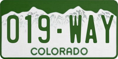 CO license plate 019WAY