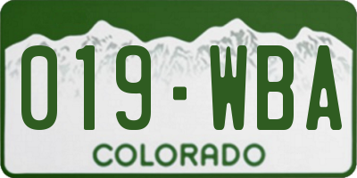 CO license plate 019WBA