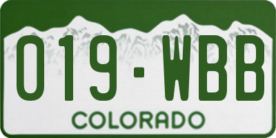 CO license plate 019WBB