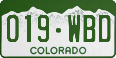 CO license plate 019WBD