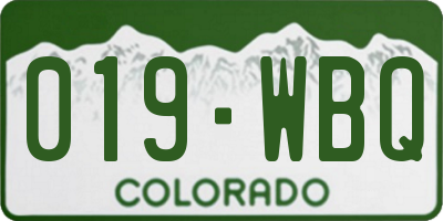 CO license plate 019WBQ