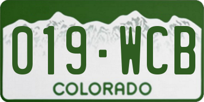 CO license plate 019WCB