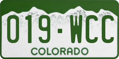CO license plate 019WCC