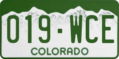 CO license plate 019WCE