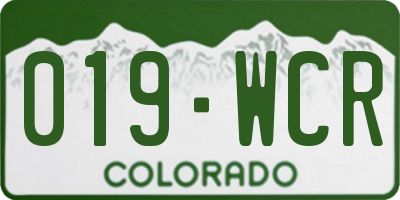 CO license plate 019WCR