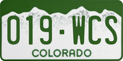 CO license plate 019WCS