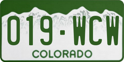 CO license plate 019WCW