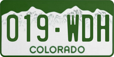 CO license plate 019WDH