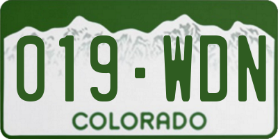 CO license plate 019WDN