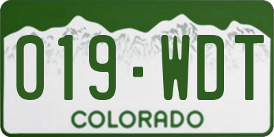 CO license plate 019WDT