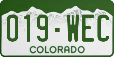 CO license plate 019WEC