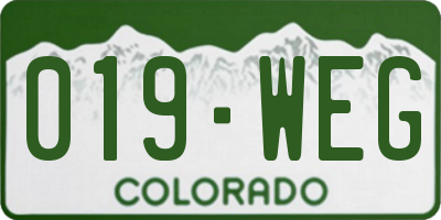CO license plate 019WEG