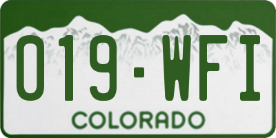 CO license plate 019WFI