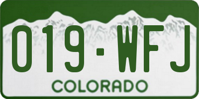 CO license plate 019WFJ
