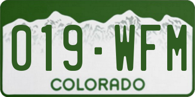 CO license plate 019WFM