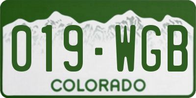 CO license plate 019WGB