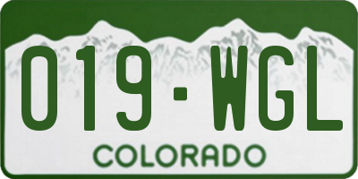 CO license plate 019WGL