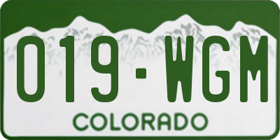 CO license plate 019WGM