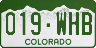 CO license plate 019WHB