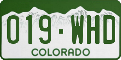 CO license plate 019WHD