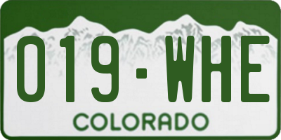 CO license plate 019WHE