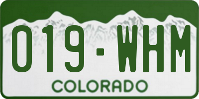 CO license plate 019WHM