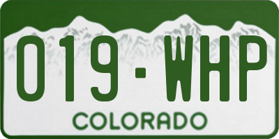 CO license plate 019WHP