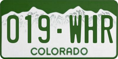CO license plate 019WHR