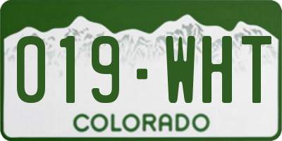 CO license plate 019WHT