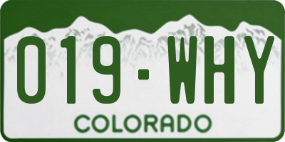 CO license plate 019WHY