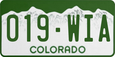 CO license plate 019WIA