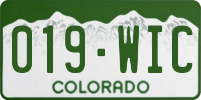 CO license plate 019WIC