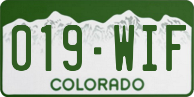 CO license plate 019WIF