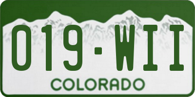 CO license plate 019WII