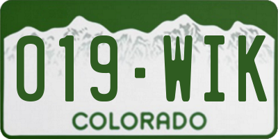 CO license plate 019WIK