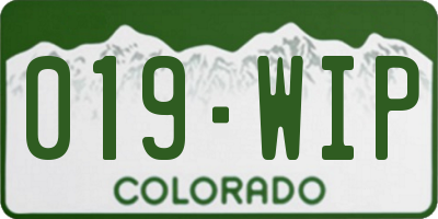CO license plate 019WIP