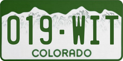 CO license plate 019WIT