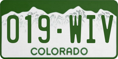 CO license plate 019WIV