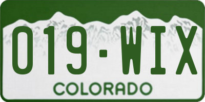 CO license plate 019WIX