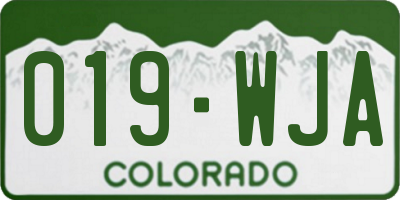CO license plate 019WJA
